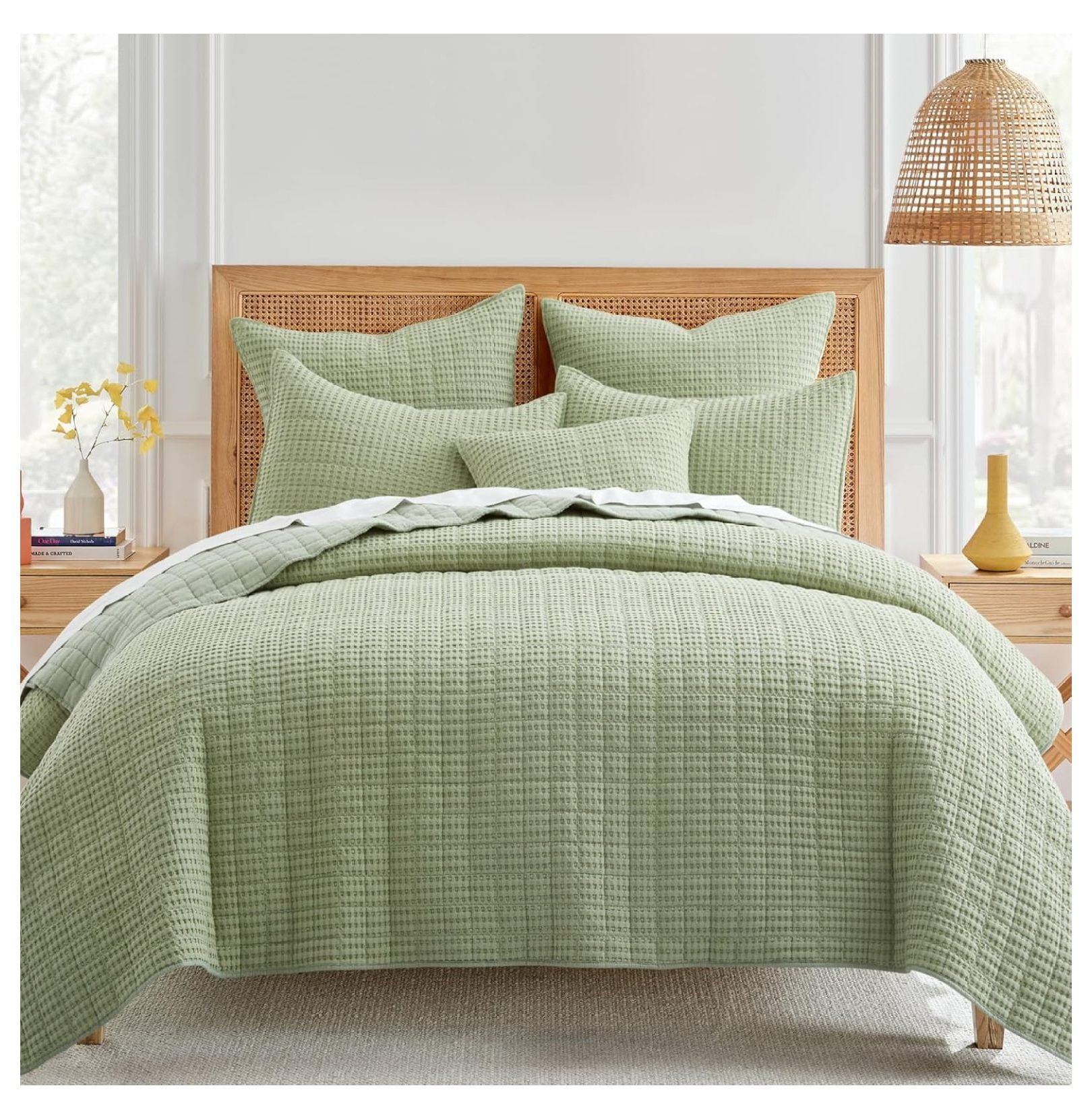 Sage Green Organic Cotton Full Bedspread Set