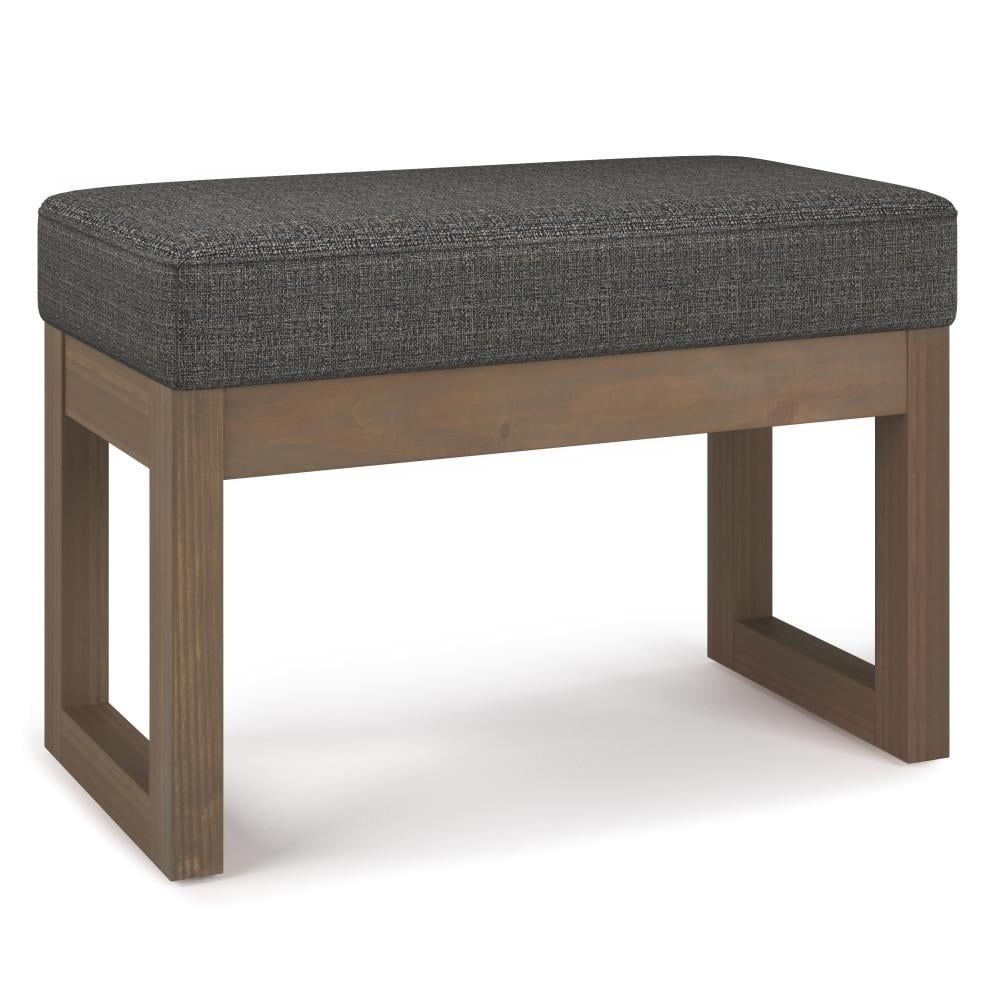 Sleek Platinum Tweed Narrow Profile Footstool Ottoman Bench
