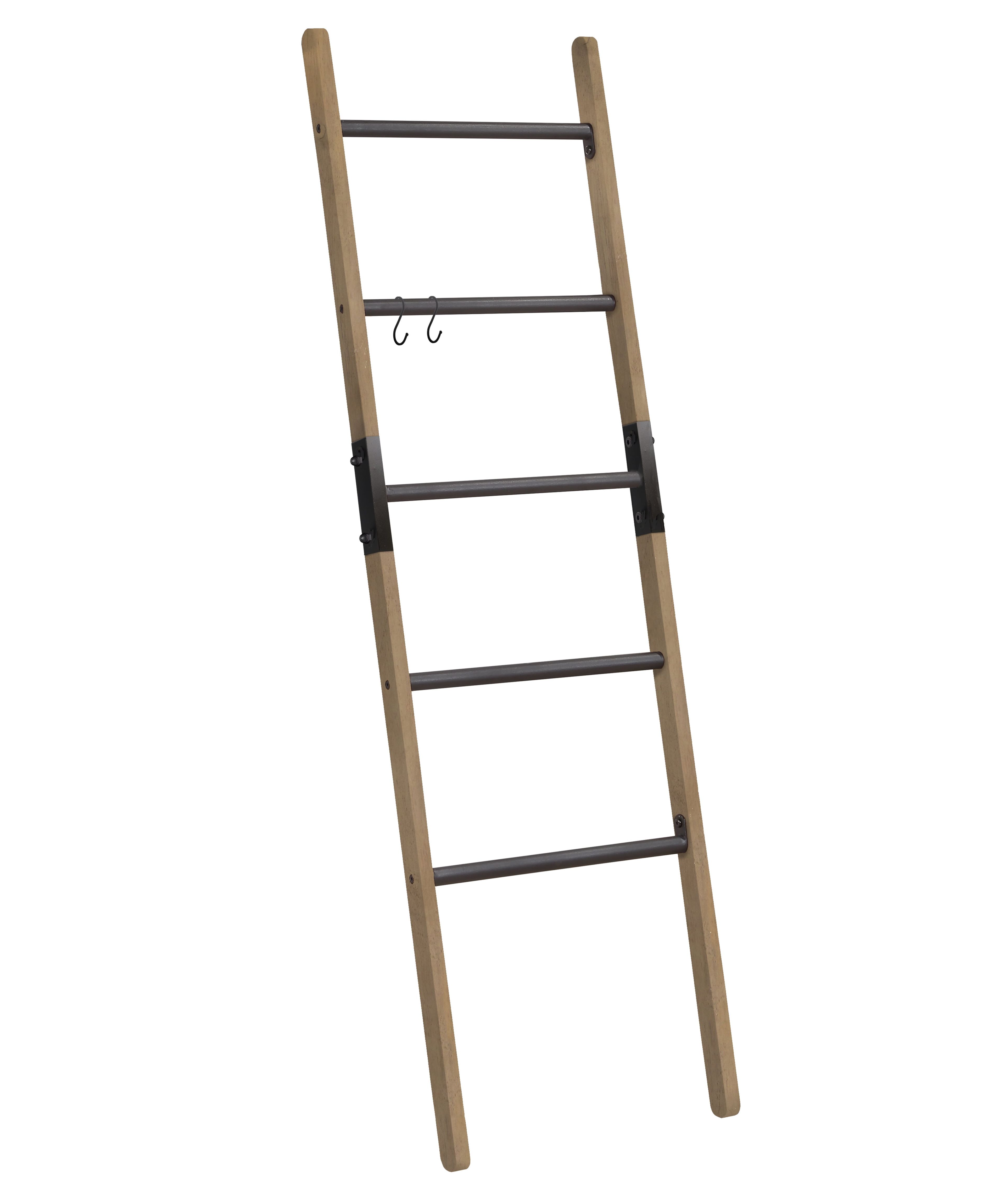 Acacia and Black Steel 60" Blanket Ladder