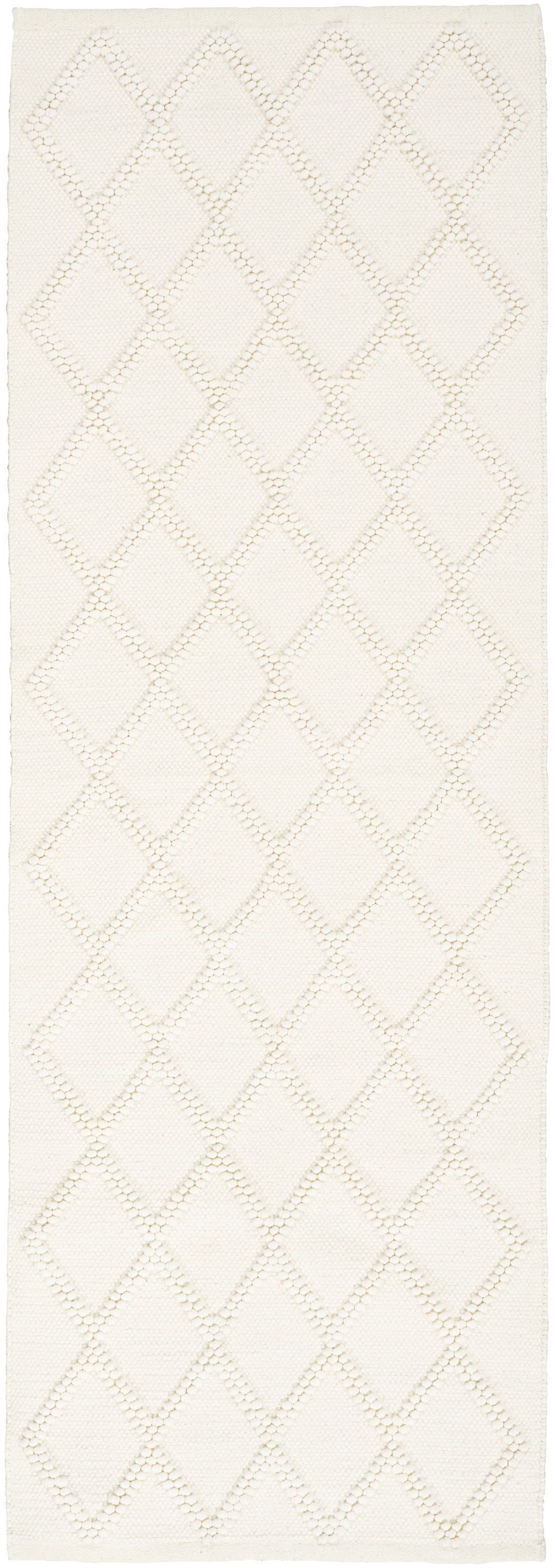 Ivory Diamond Lattice Jute Runner Rug 2' x 6'