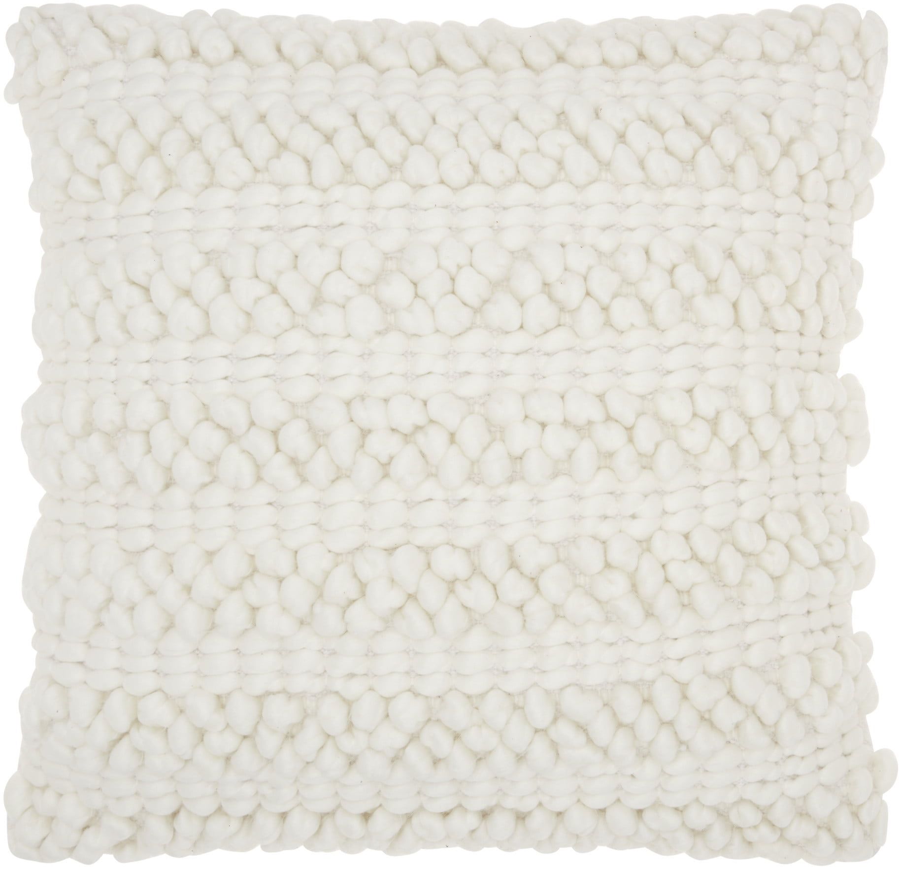 Woven Stripes Kids Square Throw Pillow 20" in White Cotton