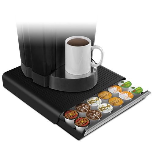 Sleek Black Coffee Pod Holder Drawer for 16 Capsules