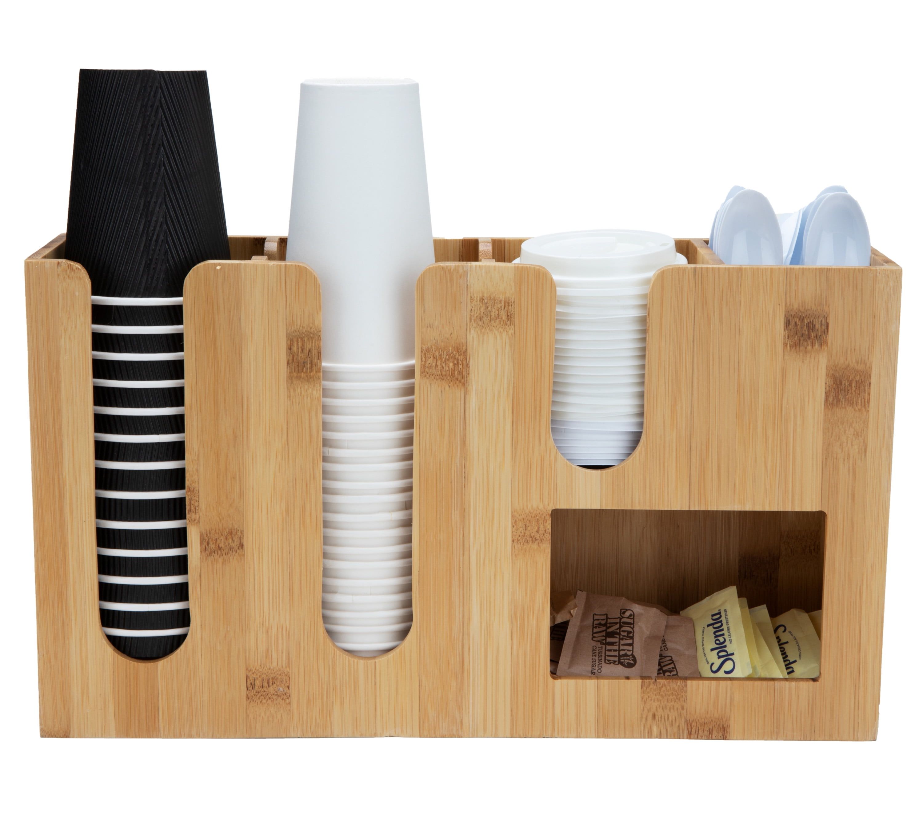 Bamboo 5-Compartment Brown Condiment Organizer