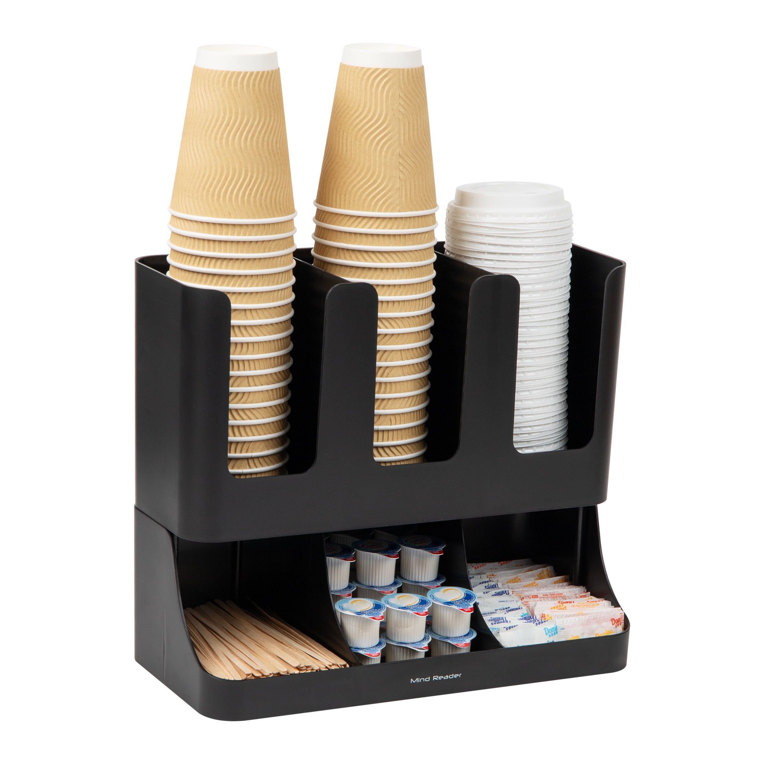 Black 6-Compartment Coffee and Condiment Storage Organizer