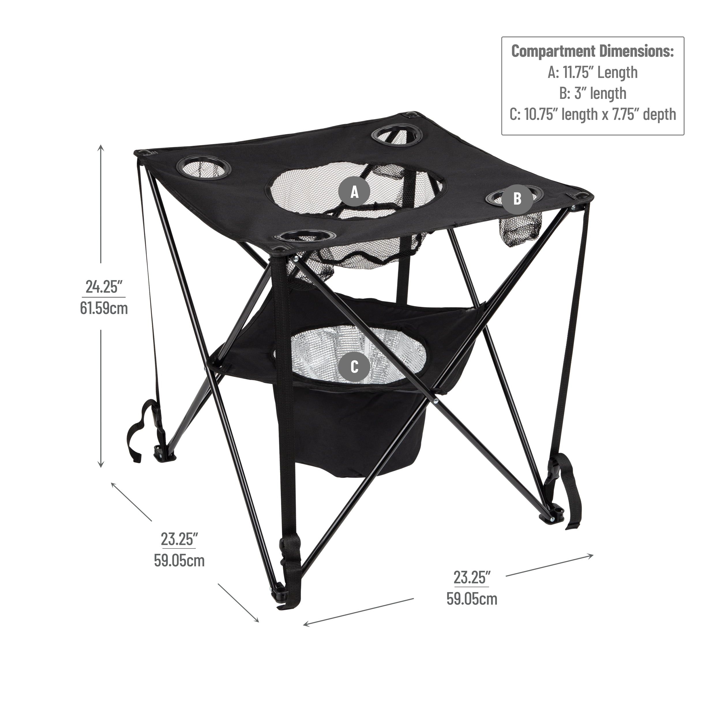 Ultimate Portable Black Tailgate Table with Insulated Cooler