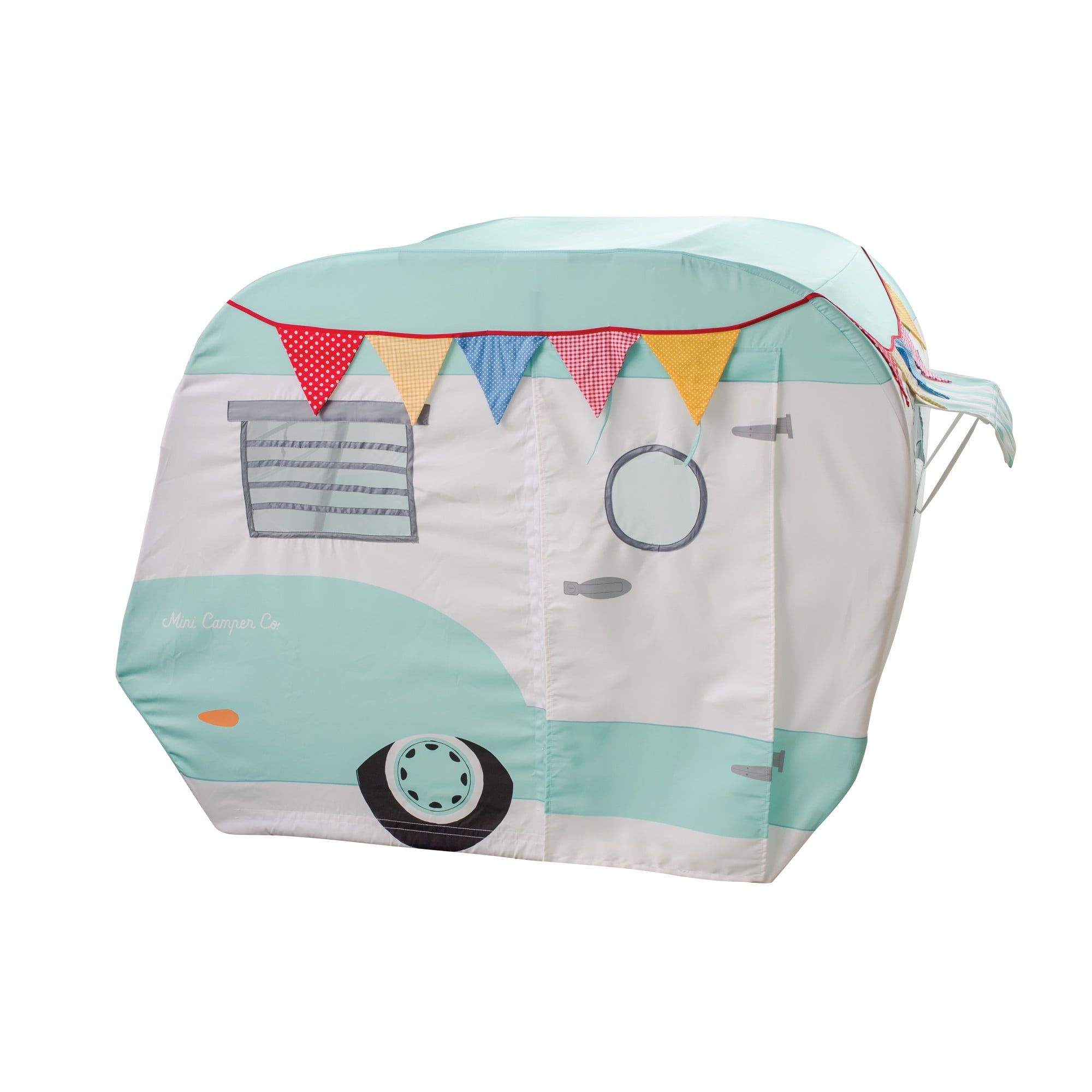 Retro Cotton Canvas Camper Playhouse with Colorful Banners