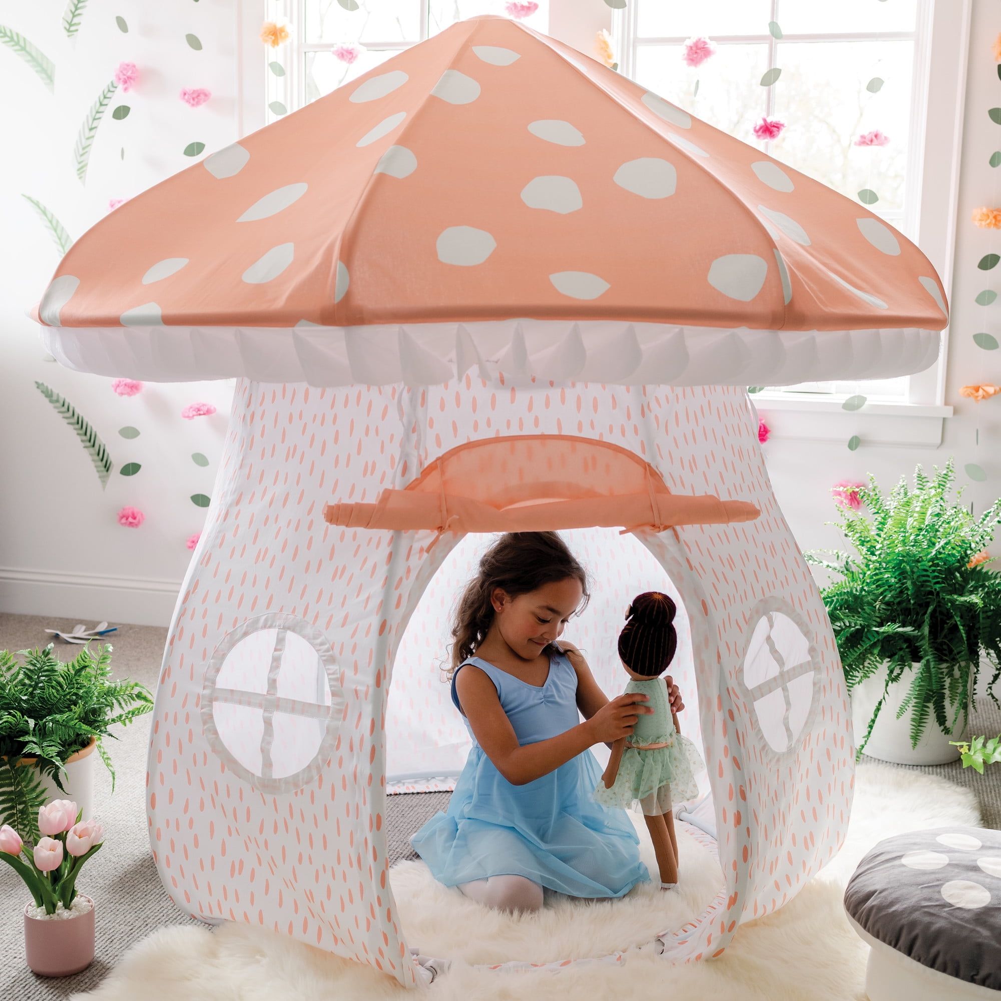 Whimsical Mushroom Kids Indoor Play Tent with PVC Frame