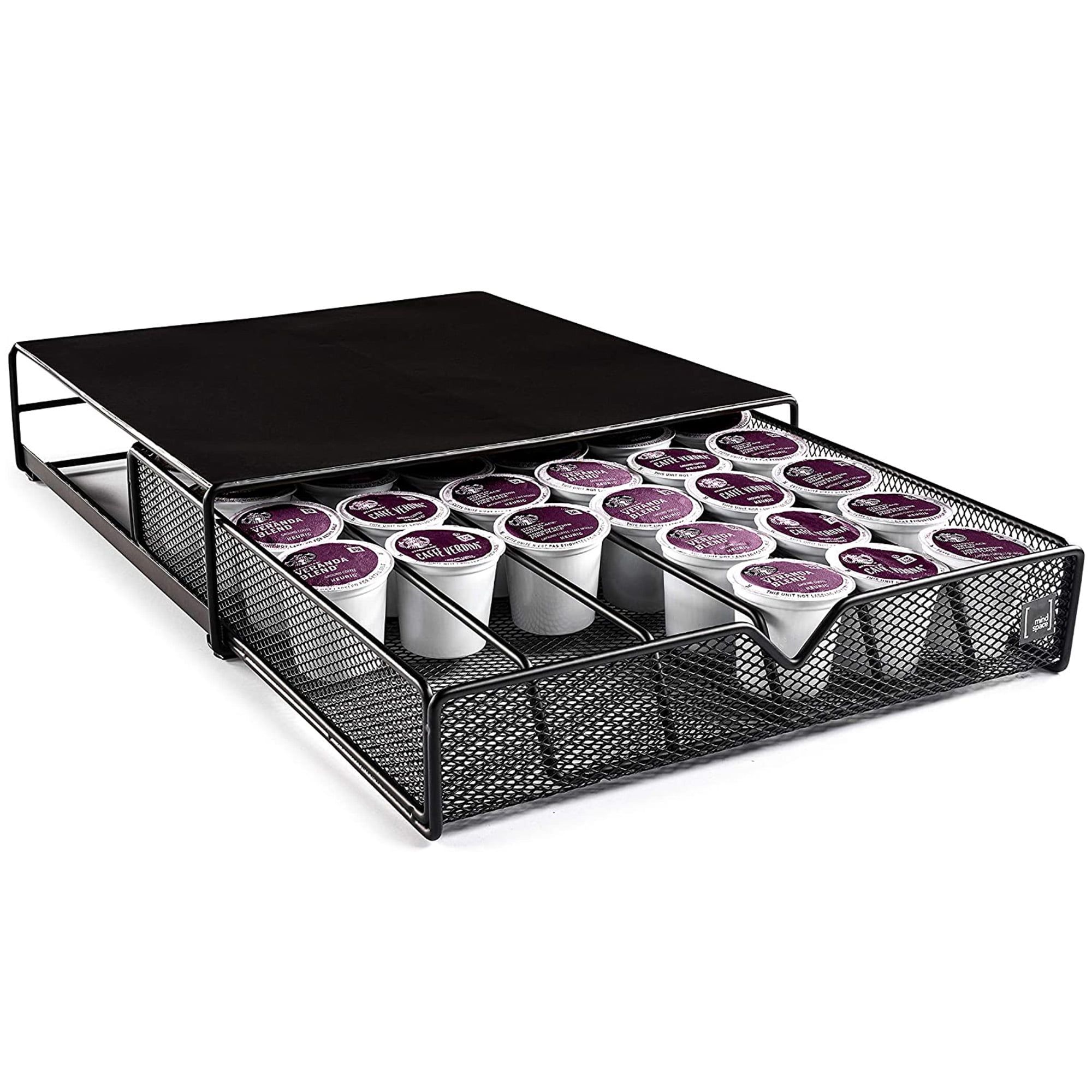 Black Steel Coffee Pod Holder with Sliding Drawer for 36 K-Cups