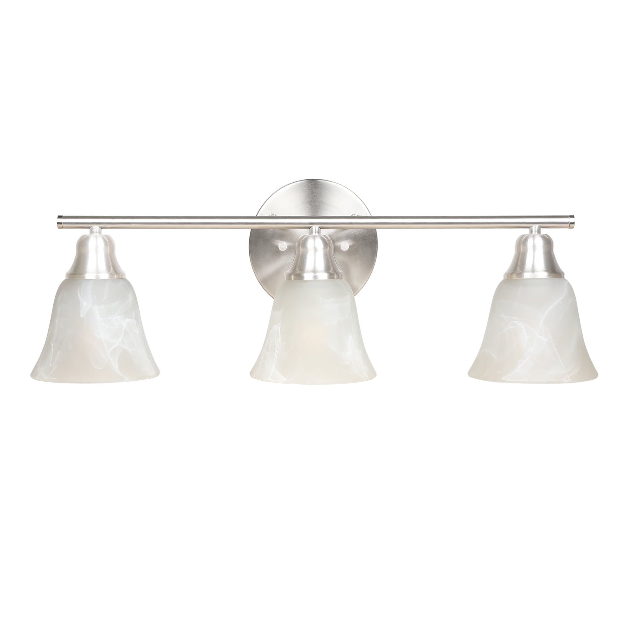 24 Inch Brushed Nickel Vanity Light with Alabaster Glass Shades