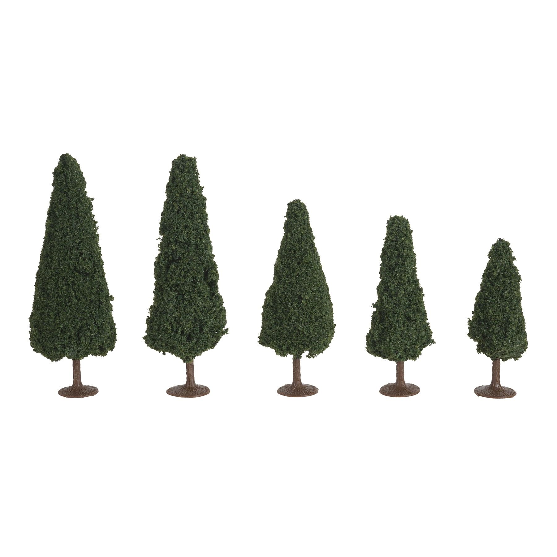 Miniature Green Faux Evergreen Trees for Dioramas and Decor