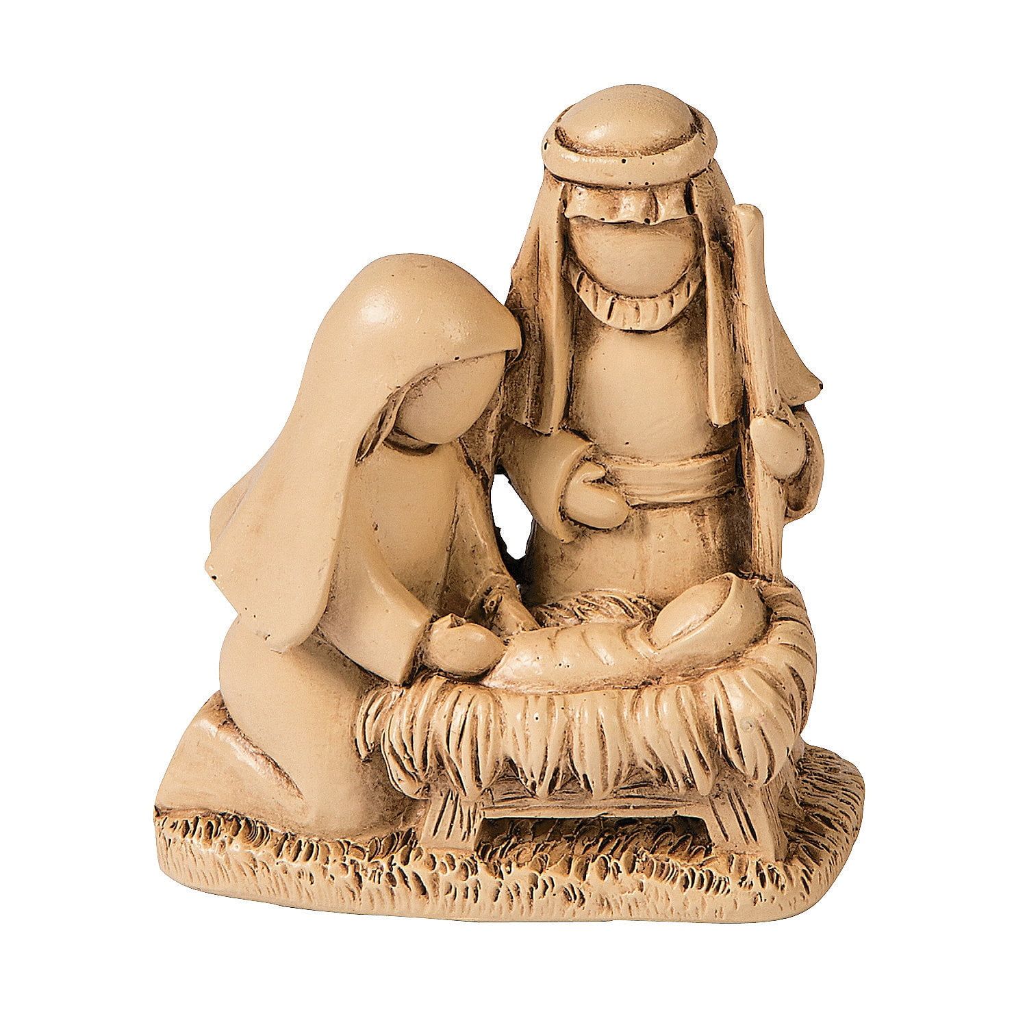 Mini Beige Resin Nativity Set with Card - 12 Pieces