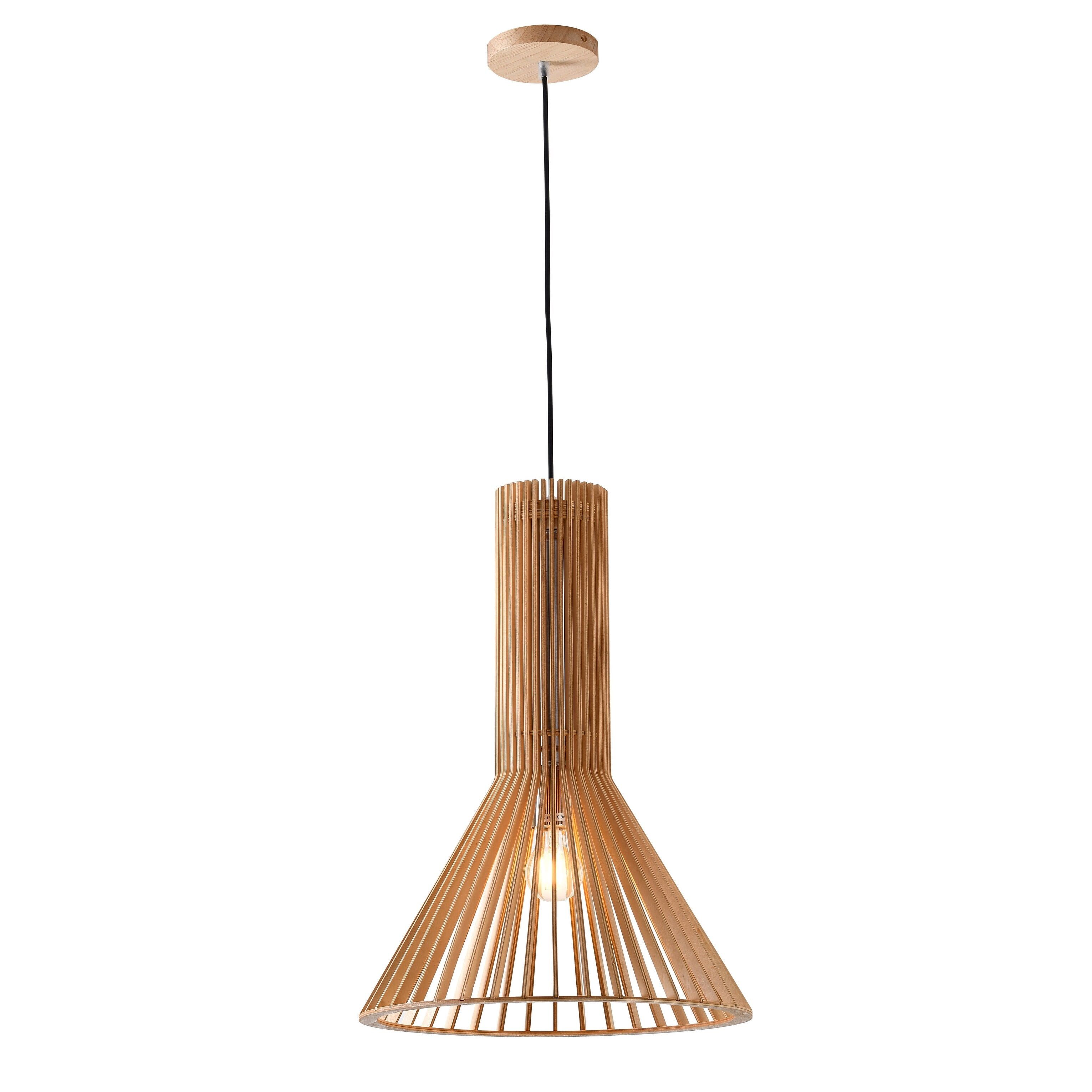 Bethel Wood Cage Frame 15.7" Modern Pendant Light