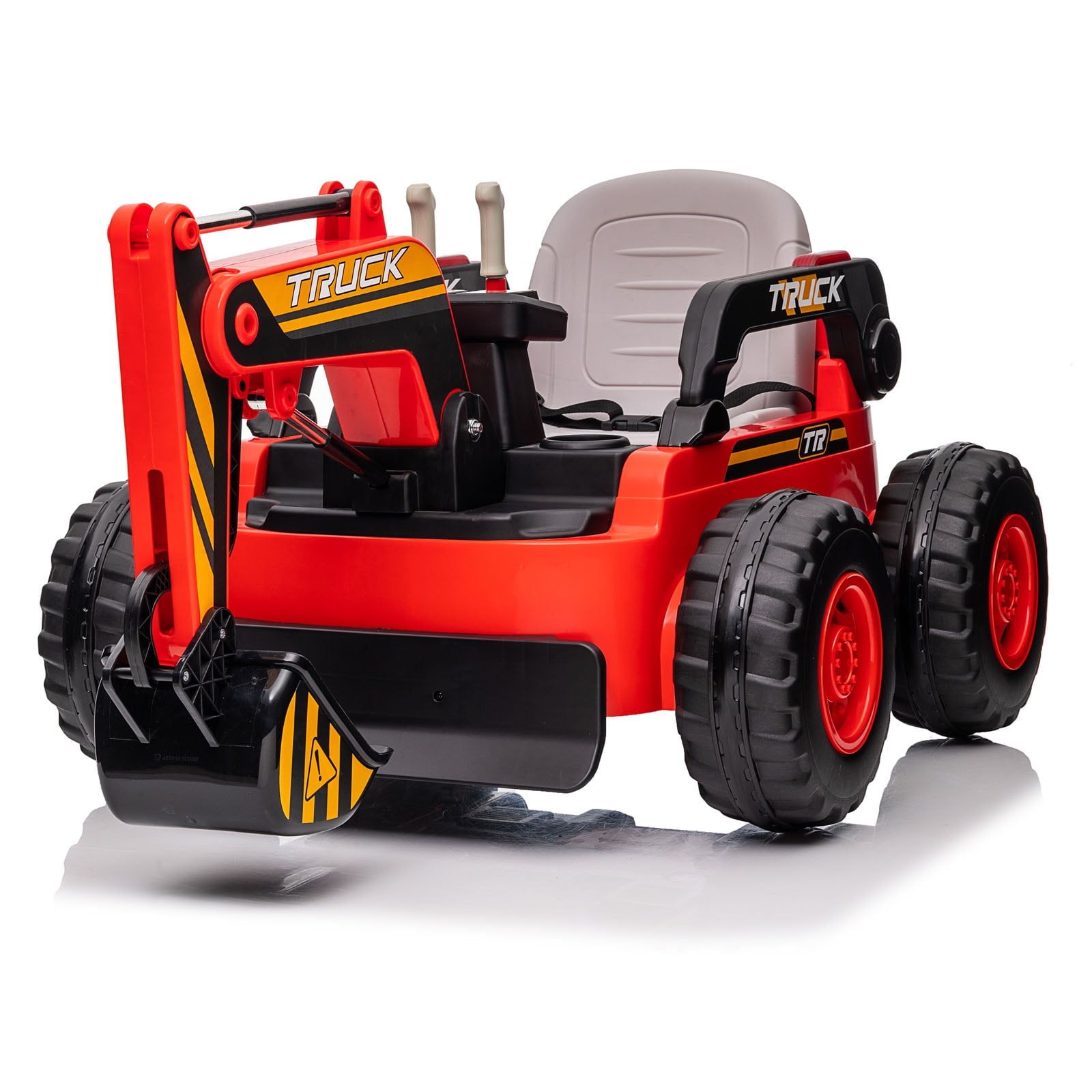 12V Red Ride-On Excavator with Remote Control and Digging Arm