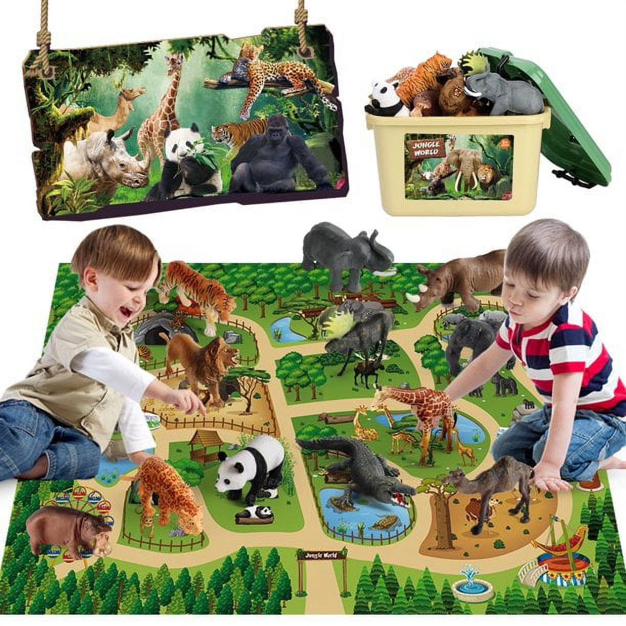 Safari Animals Playset with Large Activity Mat and Storage Box