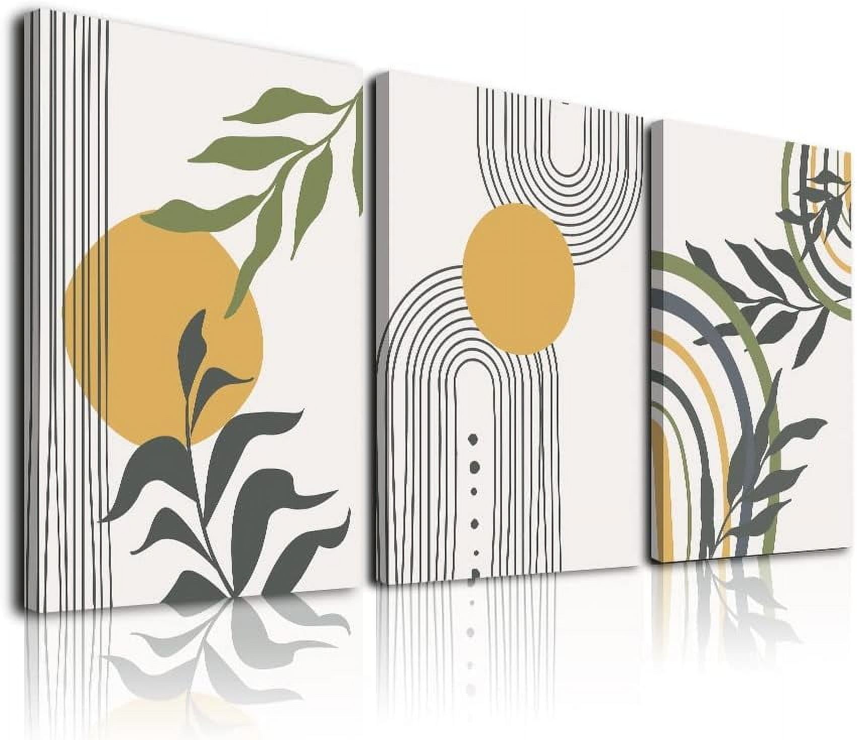 Sage Green and Beige Abstract Nature Canvas Wall Art Set