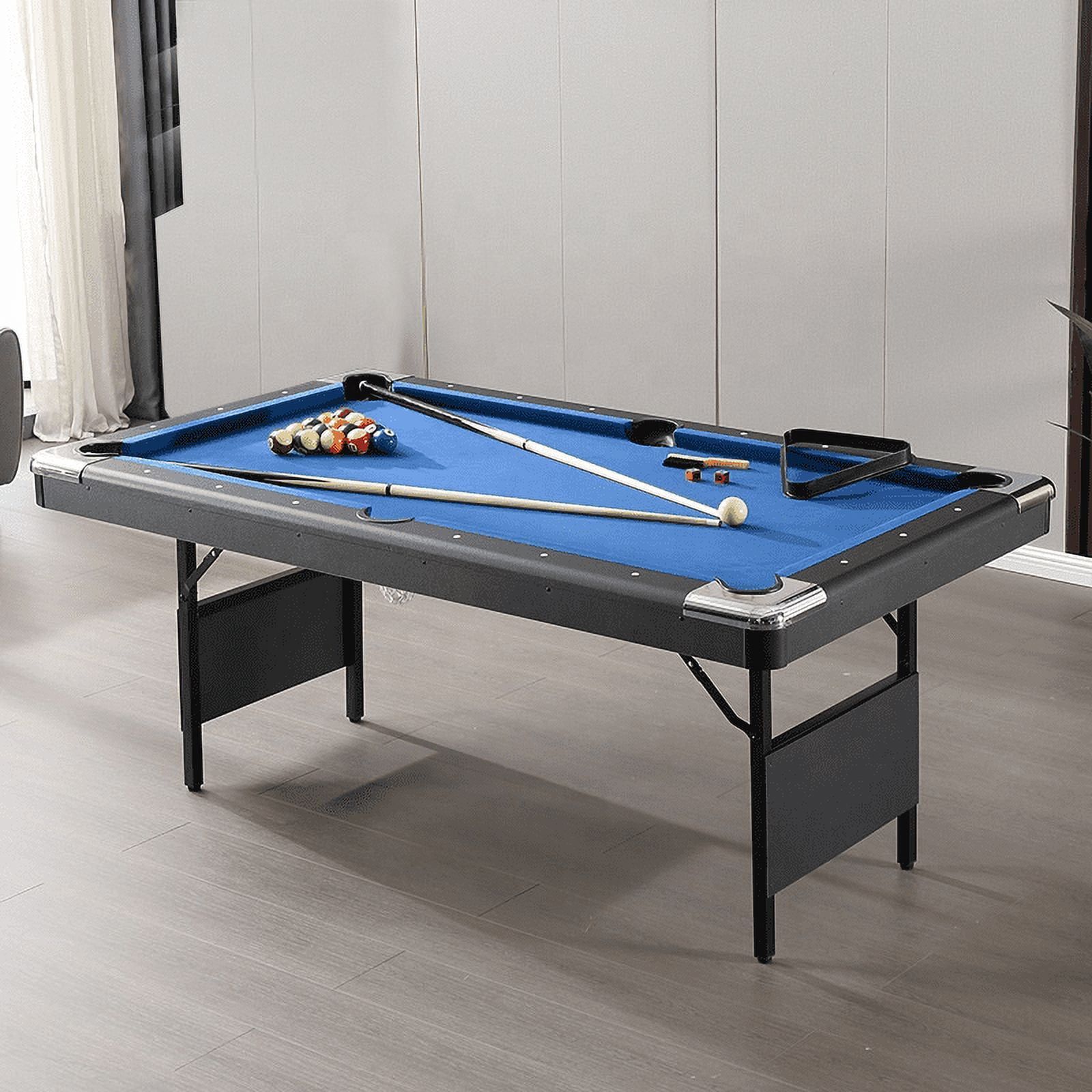 5.5ft Blue Folding Portable Pool Table with Accessories