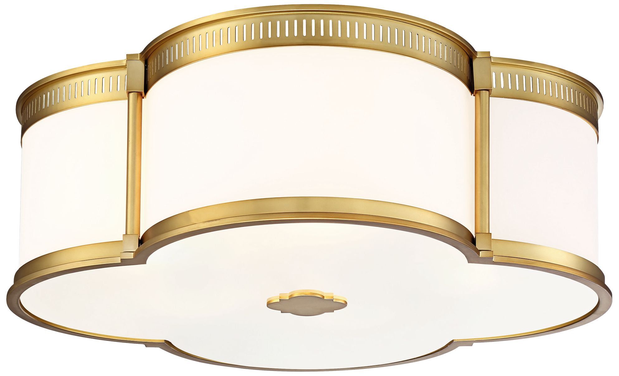 Liberty Gold Etched White Glass 22" LED Drum Ceiling Light