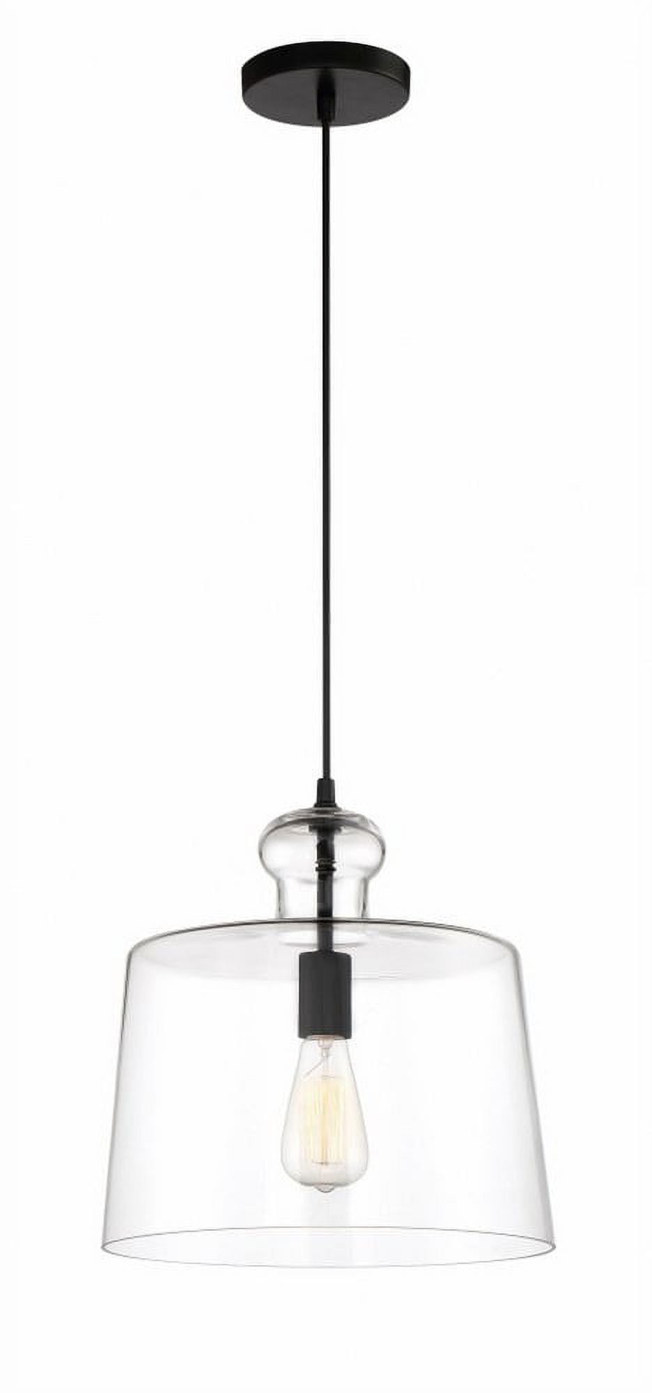 Coal Clear Glass Drum Pendant Light with Dimmable Incandescent Bulb