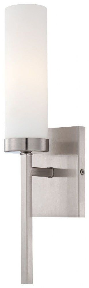 Elegant Brushed Nickel Cylinder Sconce with Etched Opal Glass