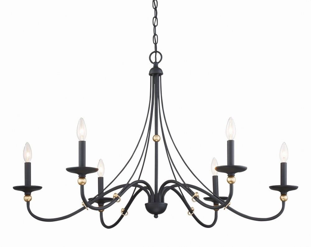 Sand Coal and Gold 40" Steel Taper Candle Chandelier