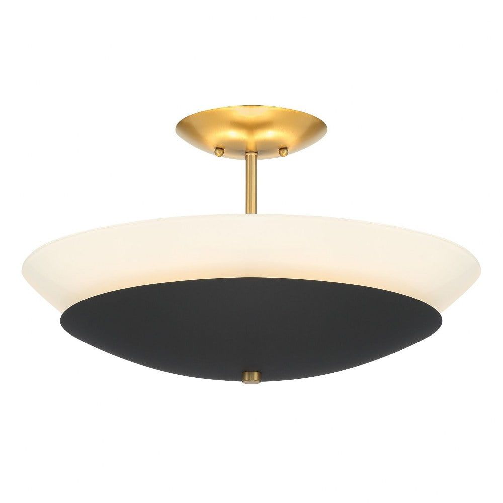 Sand Coal and Soft Brass 19" Glass Bowl Ceiling Fixture