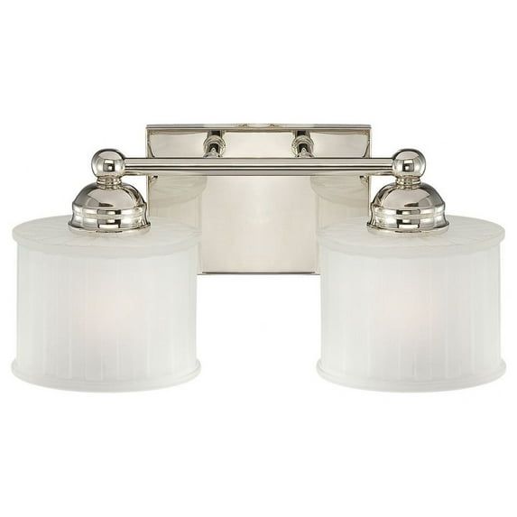 Polished Nickel Etched Glass 2-Light Cylinder Bath Vanity