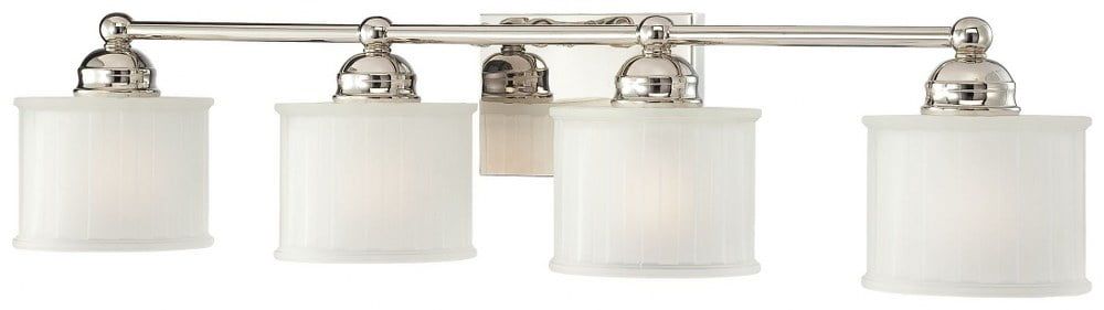 Elegant Polished Nickel 32.5" Bath Vanity Light with Etched Glass