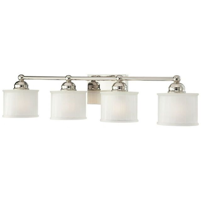 Elegant Polished Nickel 32.5" Bath Vanity Light with Etched Glass