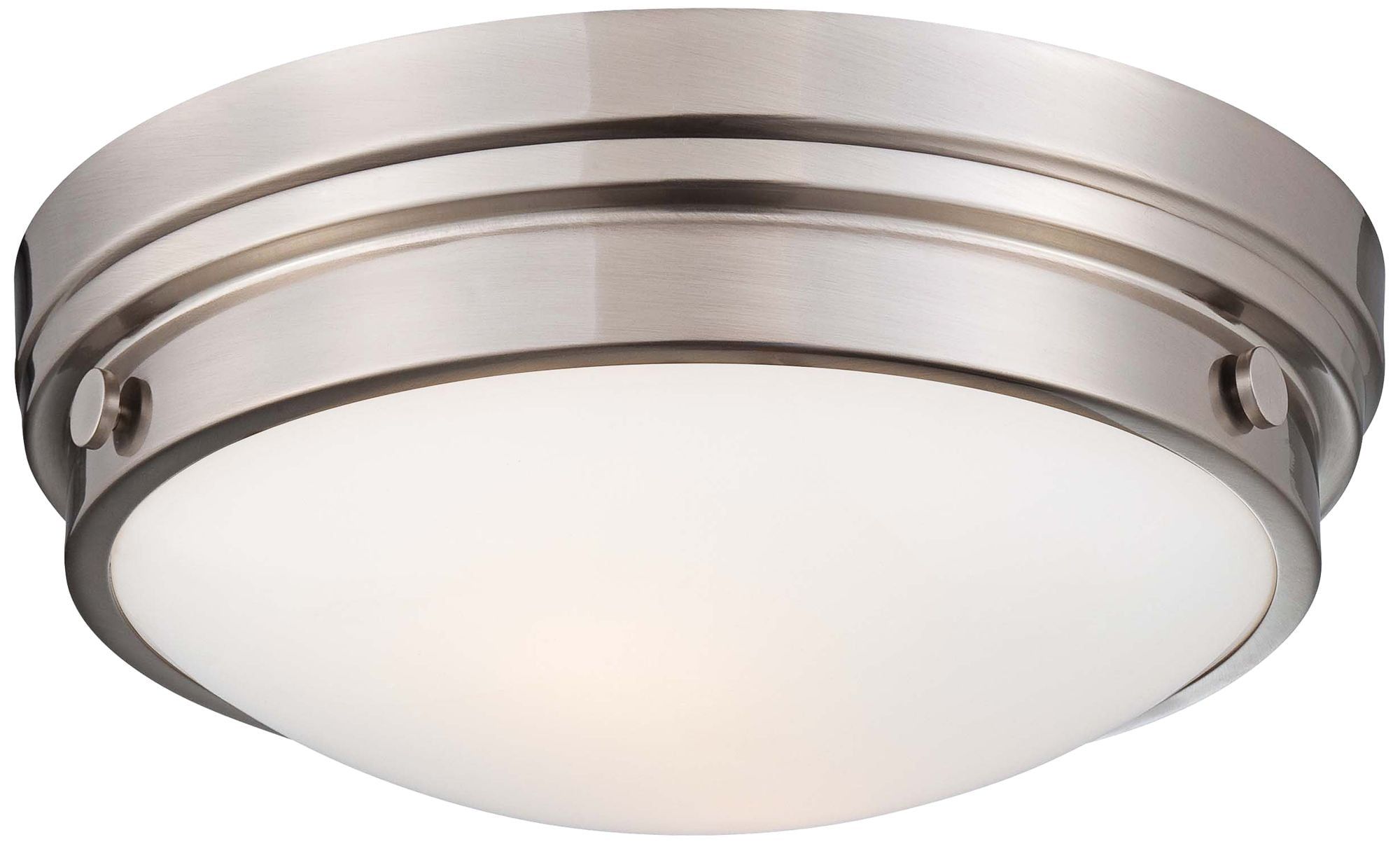 Elegant Brushed Nickel 2-Light Flush Mount with Clear White Painted Glass