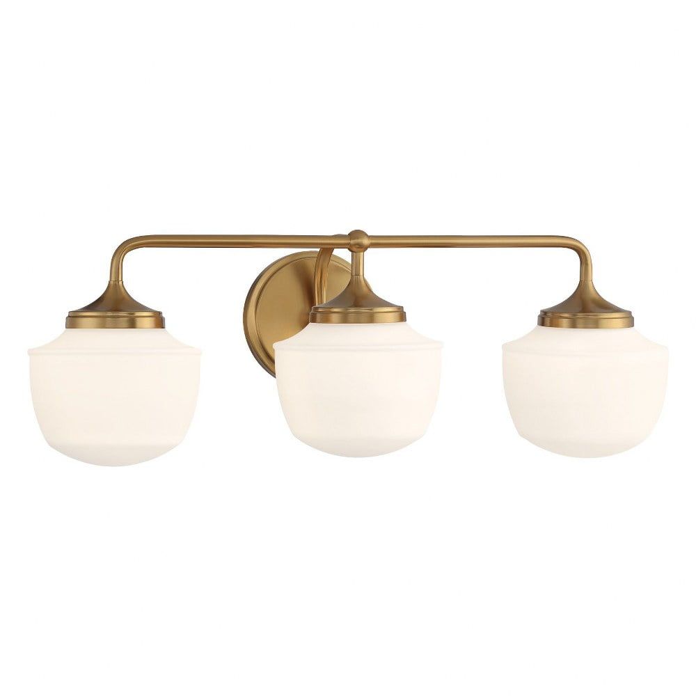 Cornwell 23" Antique Brass Vanity Light with Opal Glass Shades