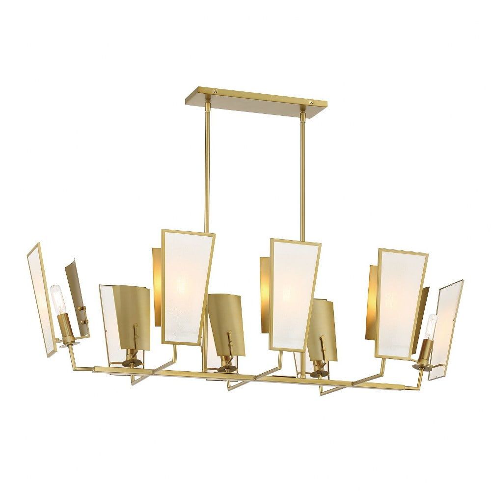 Soft Brass 8-Light Glass Island Pendant