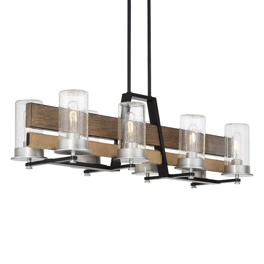 Silver Creek 8-Light Brushed Nickel and Glass Island Chandelier