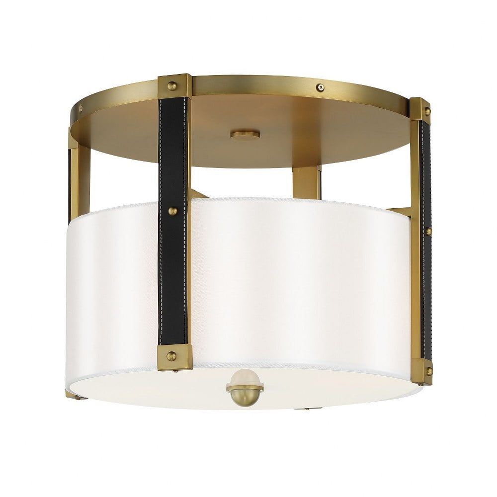 Chelsea Soft Brass 4-Light Indoor/Outdoor Drum Ceiling Fixture with White Silk Shade