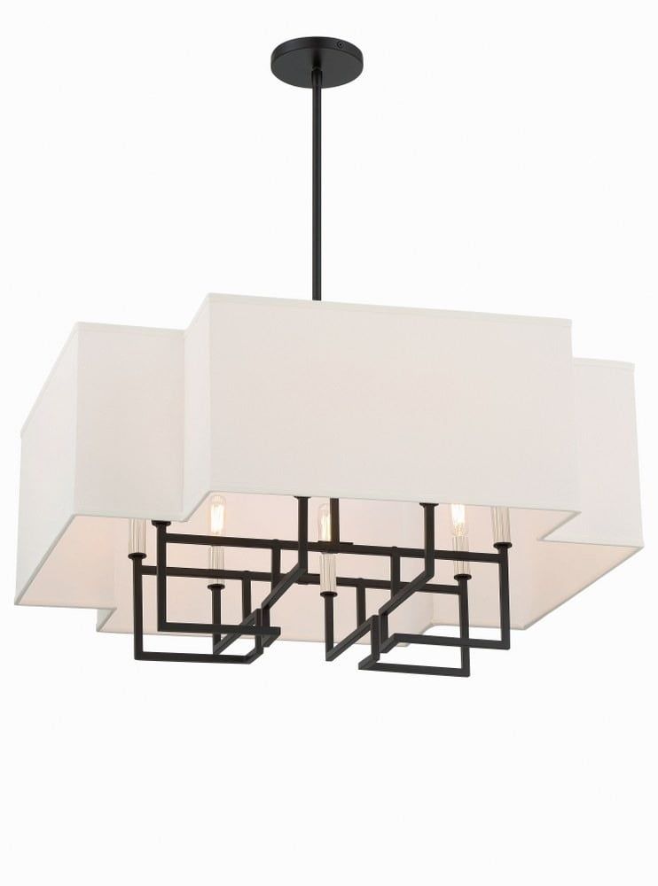 Coal and Polished Nickel 8-Light Geometric Pendant