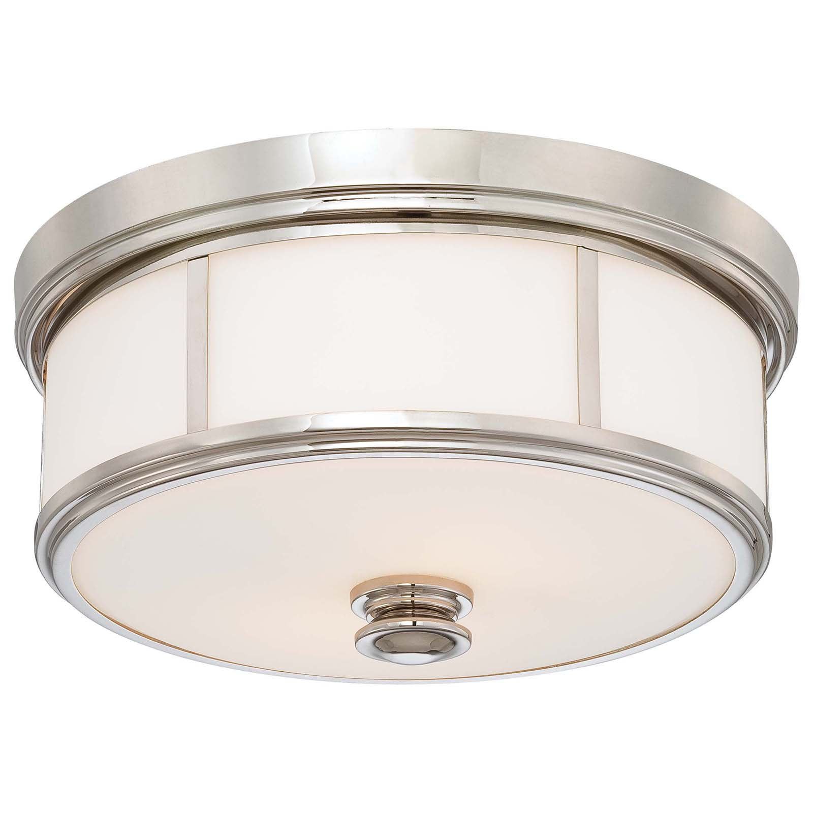 Elegant Polished Nickel 3-Light Flush Mount with Etched White Glass