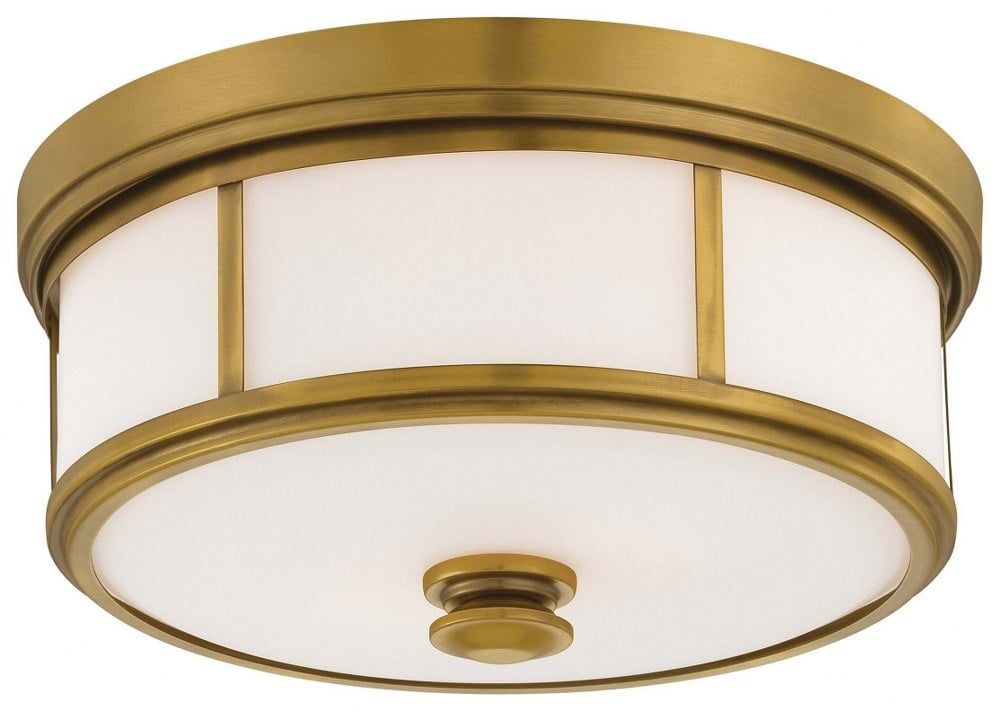 Elegant Liberty Gold 3-Light Flush Mount with Etched White Glass