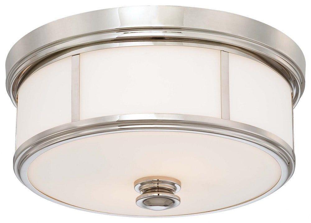 Elegant Polished Nickel 3-Light Flush Mount with Etched White Glass