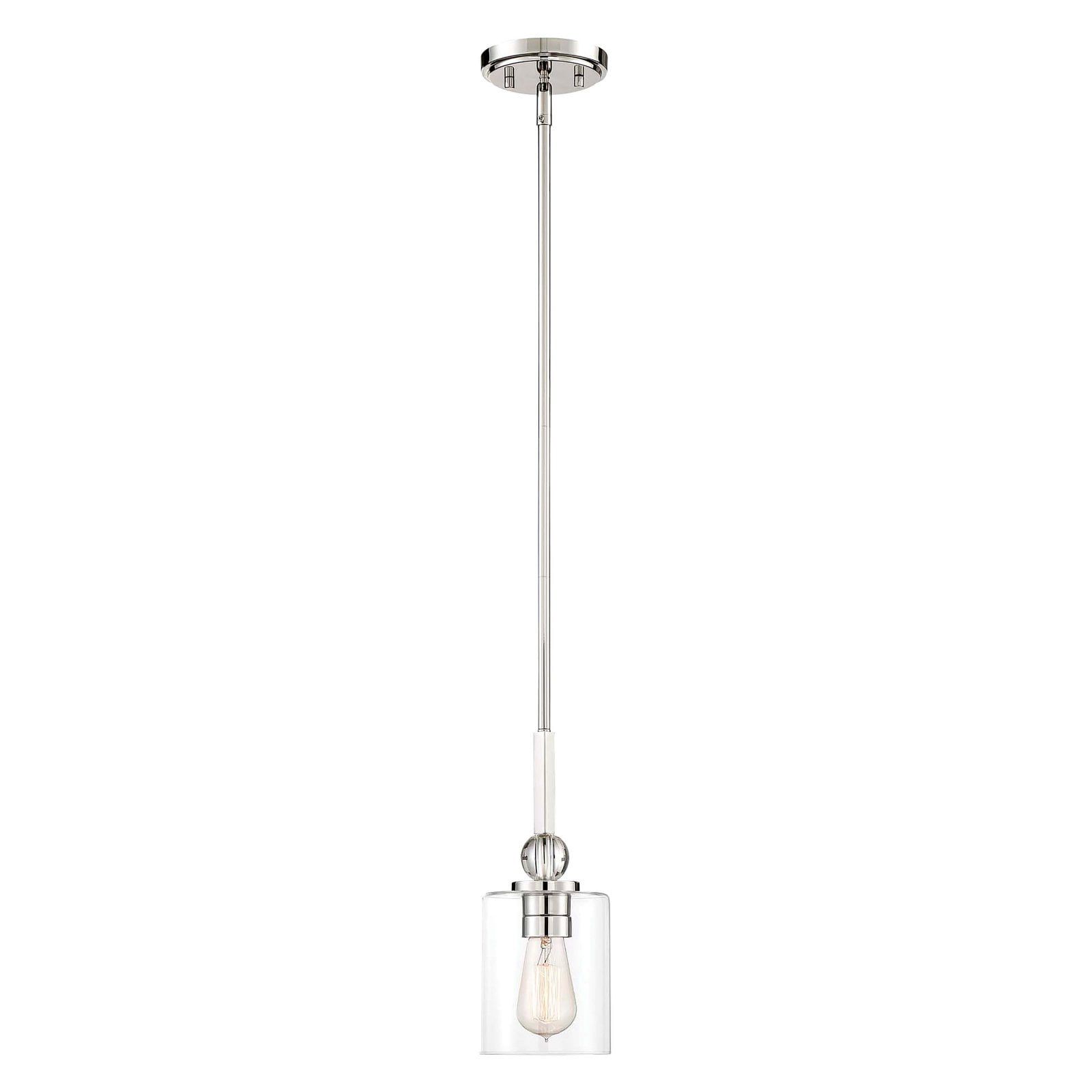 Transitional Mini Pendant in Polished Nickel with Clear Glass