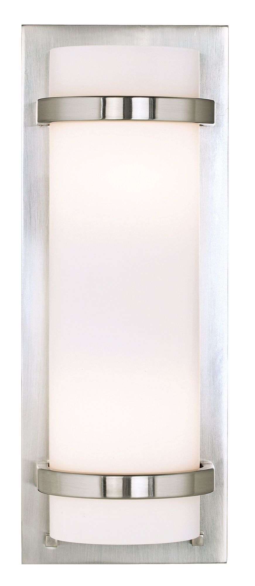 Brushed Nickel 2-Light Cylinder Wall Sconce with Etched Glass