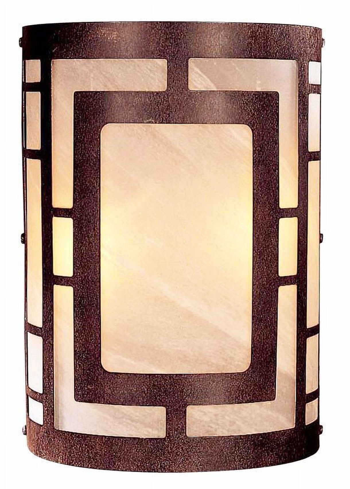 Nutmeg Bronze Cylinder Sconce with Etched Marble Glass