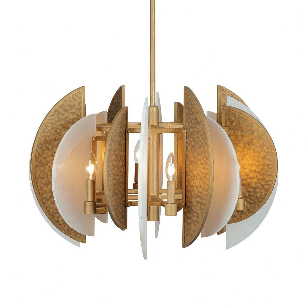 Ashen Gold 8-Light Chandelier with Alabaster Stone Shades