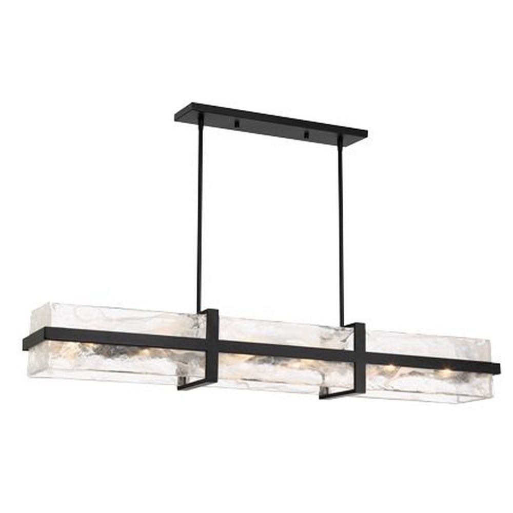 Coal and Cloud Glass 12-Light Linear Chandelier