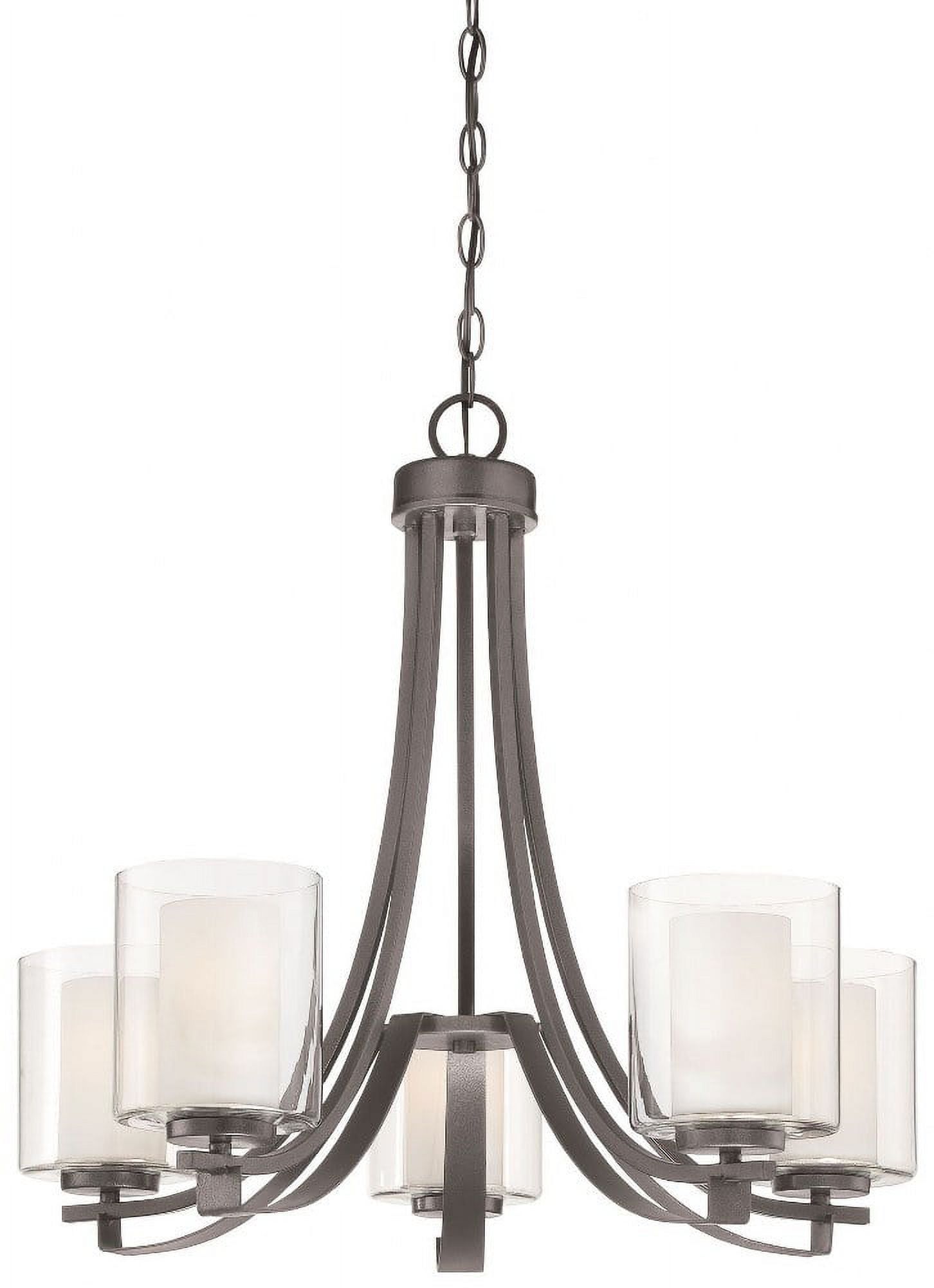 Parsons Studio 5-Light Chandelier in Smoked Iron with Etched White Glass