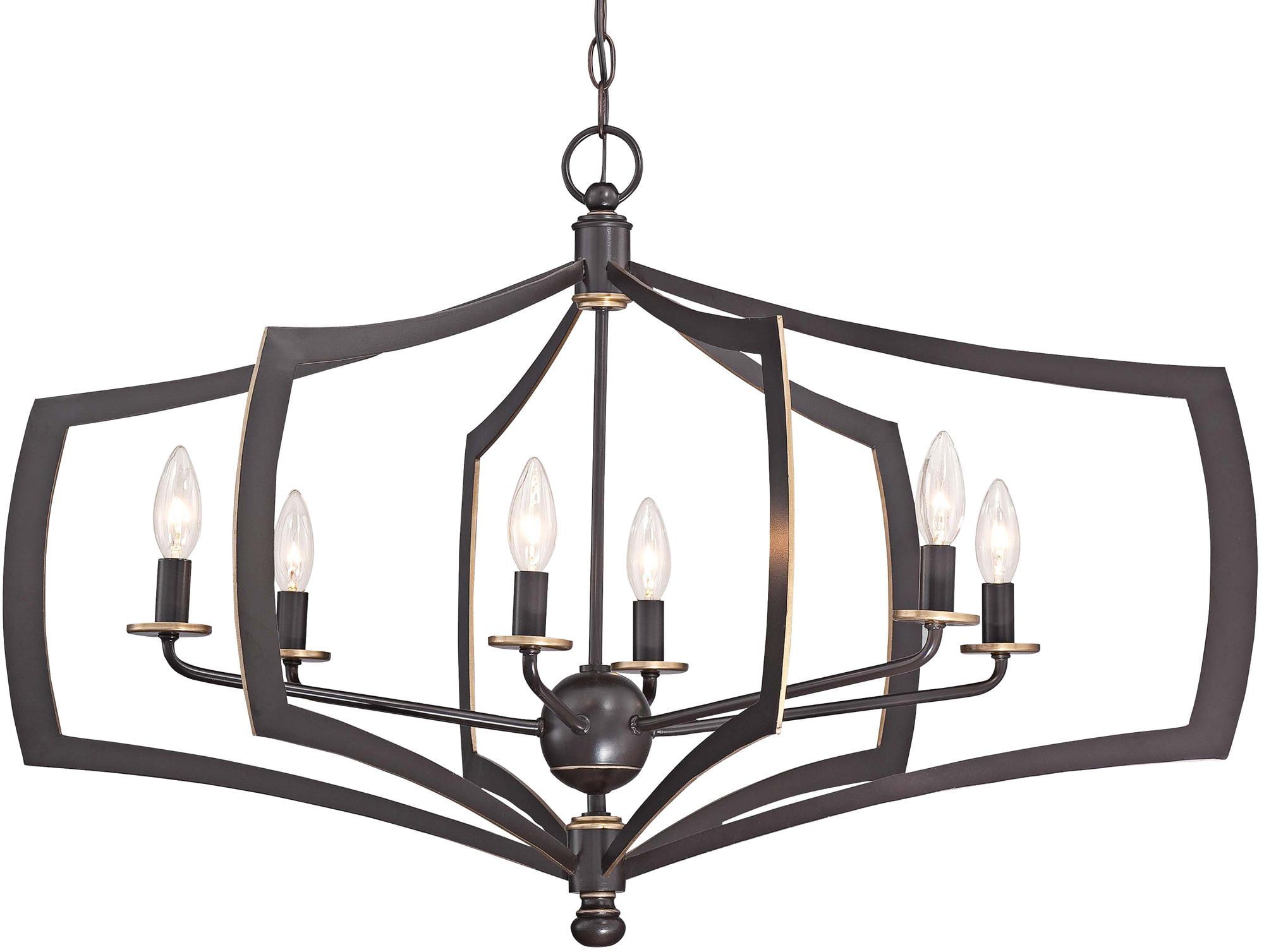 Downton Bronze and Gold 6-Light Candelabra Chandelier