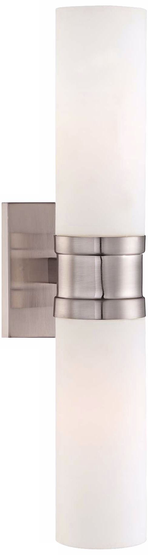 Elegant Brushed Nickel Cylinder Sconce with Etched Opal Glass