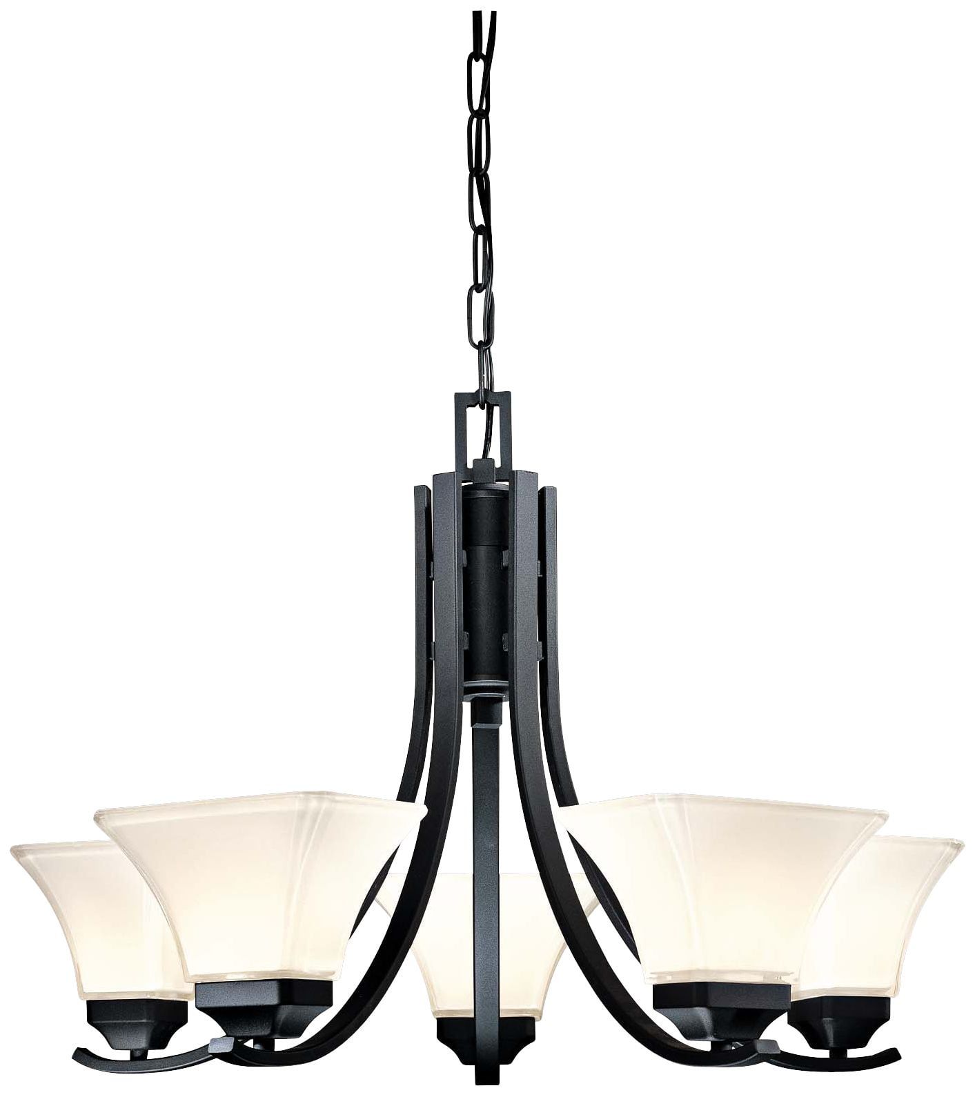 Black Lamina Bianca Glass 5-Light Chandelier