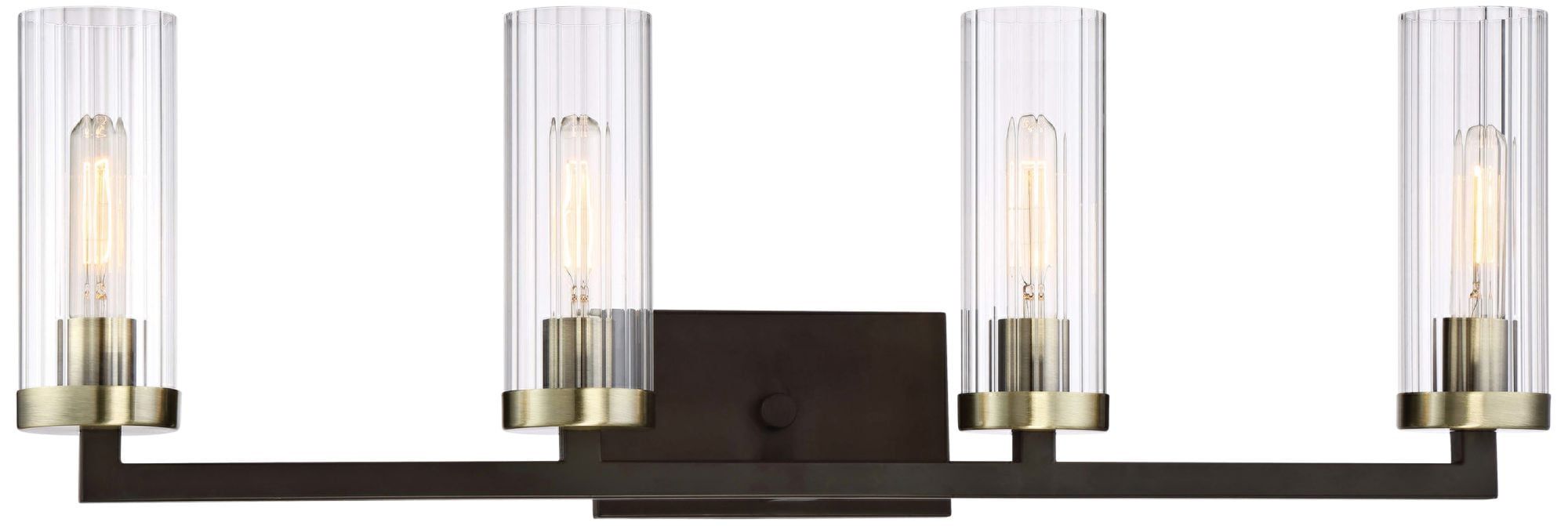 Ainsley Court Aged Bronze and Brass 4-Light Vanity Fixture