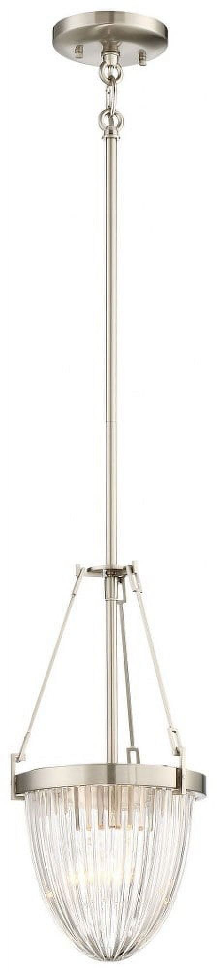 Atrio Transitional 1-Light Brushed Nickel Pendant with Clear Halophane Glass