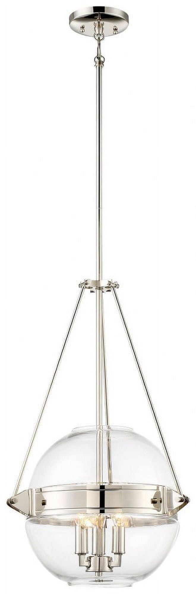 Polished Nickel 3-Light Clear Glass Pendant Light