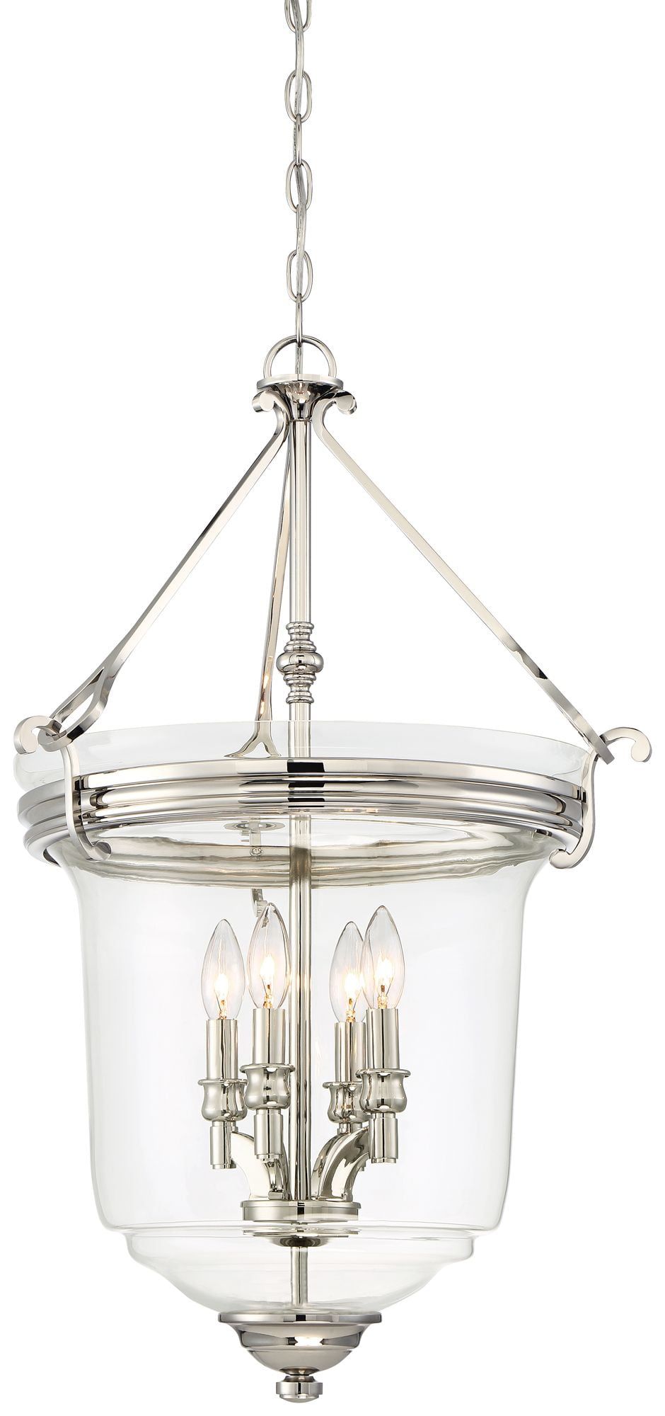 Audrey's Point Transitional 4-Light Polished Nickel & Clear Glass Pendant